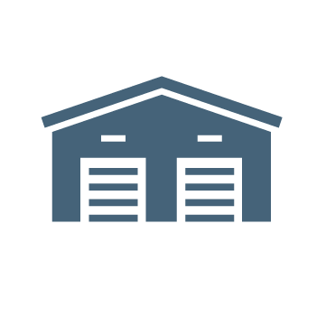 Generic icon representing a warehouse with two dock doors